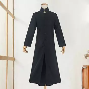 Мужская ветровка Yousheng для выступлений, костюм для косплея на Хэллоуин, сценический костюм со стоячим воротником, винтажный стиль, двухслойный плащ, реквизит для игр M чёрный