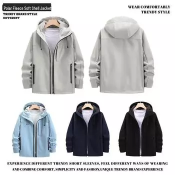 Мужская ветрозащитная и водонепроницаемая бархатная куртка с капюшоном на осень/зиму - модный дизайн Soft Shell для пар S чёрный