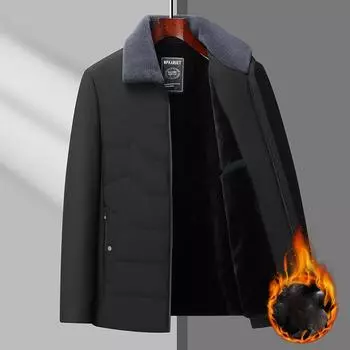 Мужская ветрозащитная куртка-бомбер, зимняя теплая толстая верхняя одежда с подкладкой, летные пальто, флисовые куртки с лацканами для мужчин, большие размеры XL чёрный