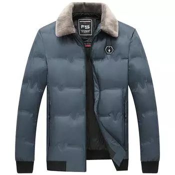 Мужская ветрозащитная куртка-бомбер, зимняя теплая толстая верхняя одежда с подкладкой, летные пальто, флисовые куртки с лацканами для мужчин, большие размеры L темно-синий