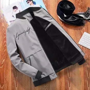 Мужская ветрозащитная куртка для активного отдыха, зимняя, большого размера, утолщенная, теплая, куртка на молнии, бейсбольный костюм с принтом букв 5XL