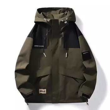 Мужская ветрозащитная куртка, мужская модная повседневная куртка с капюшоном, пальто большого размера с капюшоном, весна и осень S чёрный