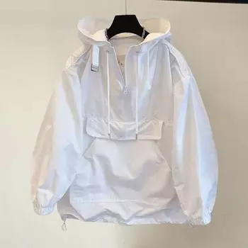 Мужская ветрозащитная куртка Yousheng с капюшоном и длинными рукавами, с застежкой-молнией на половину длины, с карманом-кенгуру, весна-осень, толстовка с капюшоном XXXL чёрный