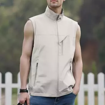 Мужская ветрозащитная легкая верхняя одежда для гольфа с карманами, куртка без рукавов Softshell для бега, пешего туризма, спорта L белый