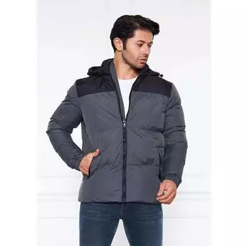 Мужская ветрозащитная пуховая куртка с капюшоном Антрацит