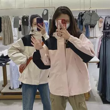 Мужская ветрозащитная водонепроницаемая куртка контрастных цветов 3 в 1 для осени/зимы - отстегивающаяся ветровка для парных занятий альпинизмом. 3XL (185-200 jin)