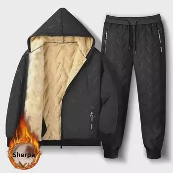 Мужская ветрозащитная зимняя куртка из овчины с капюшоном - хлопок, трехслойная, морозостойкая, теплая, повседневная, большого размера 3XL