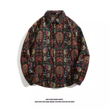 Мужская винтажная барочная японская этническая вышитая куртка с длинными рукавами свободного покроя для осени и зимы Large