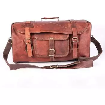 Мужская винтажная дорожная дорожная сумка из натуральной кожи, спортивная сумка для путешественников 21 x 9 x 9 in коричневый