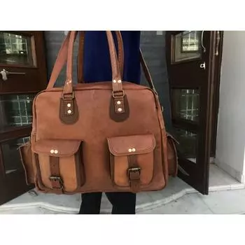 Мужская винтажная дорожная кожаная спортивная сумка для отдыха на воздухе в салоне багажа ручной работы 16 x 12 x 6 in коричневый