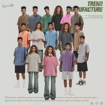 Мужская винтажная футболка из льна и хлопка плотностью 260 г, стираная, с коротким рукавом, летний стиль XL