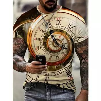 Мужская винтажная футболка с графическим принтом размера плюс с коротким рукавом, свободный крой, дышащая ткань, повседневные летние футболки с графическим принтом для мужчин S бежевый