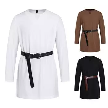 Мужская винтажная футболка с изображением рыцаря и пирата, мужская модная повседневная рубашка с длинным рукавом L чёрный