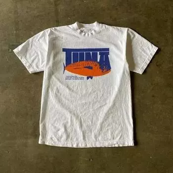 Мужская винтажная хлопковая футболка Harajuku большого размера с коротким рукавом и надписью в стиле хип-хоп, женская футболка Y2k Clothing Cut Top S бежевый