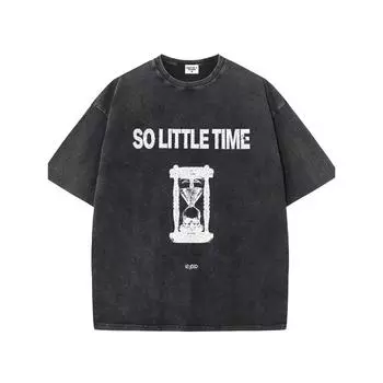 Мужская винтажная хлопковая футболка с графическим принтом - Дизайн таймера SO LITTLE TIME , Повседневная футболка с коротким рукавом и круглым вырезом, Удобная S