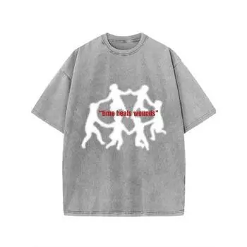 Мужская винтажная хлопковая футболка с графическим принтом - Повседневная летняя футболка с коротким рукавом с надписью Танцуя с феями S