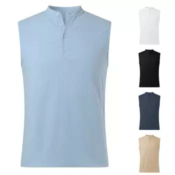 Мужская винтажная хлопковая и льняная однотонная повседневная без рукавов L бежевый