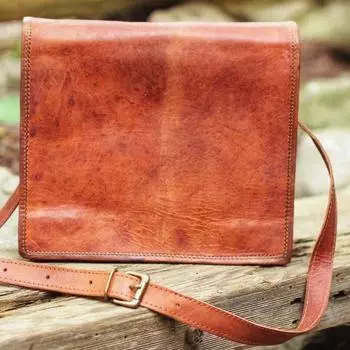 Мужская винтажная коричневая кожаная сумка-мессенджер портфель на плечо сумка для ноутбука 11 x 9 x 4 in коричневый
