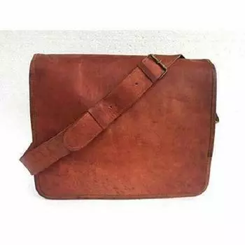 Мужская винтажная коричневая кожаная сумка-портфель Messenger с полным клапаном для ноутбука, хорошая мужская сумка через плечо 13 x 10 x 4 in коричневый