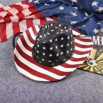Мужская винтажная ковбойская шляпа с американским флагом США в стиле вестерн Shape-It