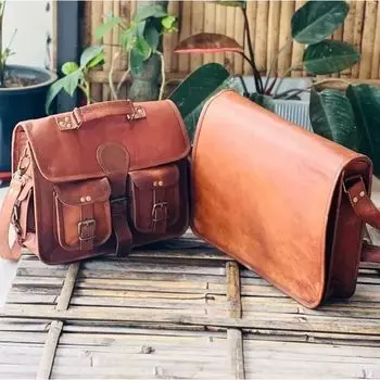 Мужская винтажная кожаная сумка-мессенджер через плечо, коричневая кожаная сумка ручной работы ( Бесплатная подарочная кожаная коричневая сумка для ноутбука размером 11 x 9 x 3 дюйма ) 11 x 9 x 3 in коричневый