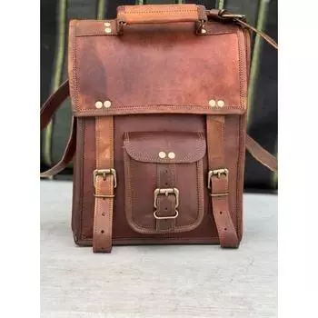 Мужская винтажная кожаная сумка-мессенджер на плечо для ноутбука, компьютерная кожаная сумка 11 x 9 x 3 in коричневый
