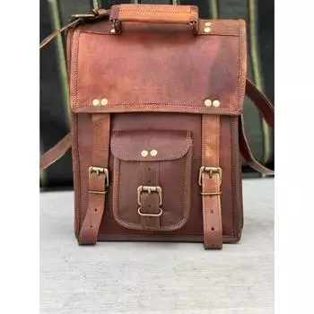 Мужская винтажная кожаная сумка-мессенджер на плечо для ноутбука, компьютерная кожаная сумка 11 x 9 x 3 in коричневый