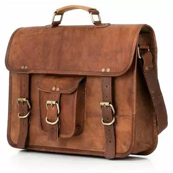 Мужская винтажная кожаная сумка-мессенджер, сумка через плечо для ноутбука, портфель-ранец 11 x 15 x 4 in коричневый