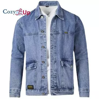 Мужская винтажная куртка-дальнобойщик на непринужденной подкладке Cozy Up M синий