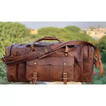 Мужская винтажная мужская дорожная сумка из натуральной кожи коричневого цвета для дорожного спортзала выходного дня 21 x 9 x 9 in коричневый