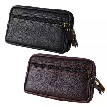 Мужская винтажная поясная сумка из искусственной кожи, поясная сумка, дорожная и походная сумка-держатель для телефона, кошелек чёрный