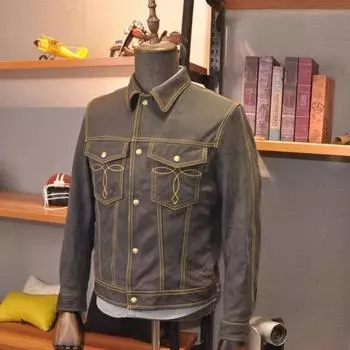 Мужская винтажная повседневная куртка из натуральной кожи, натуральная овчина, осенне-зимние куртки с лацканами, кожаное пальто, однобортное, облегающее XXXL чёрный