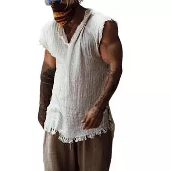 Мужская винтажная повседневная майка с V-образным вырезом, рваная, нестандартная, дышащая 3XL