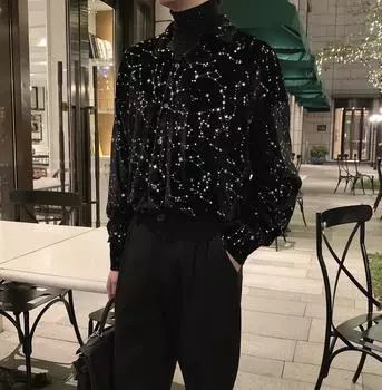 Мужская винтажная японская рубашка Starry Night - трендовый весенний топ Niche Design XL