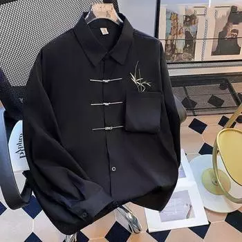 Мужская винтажная рубашка с длинным рукавом с принтом, рубашка больших размеров, офисная рубашка 3XL