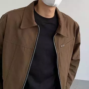 Мужская винтажная стираная ретро-куртка - черный повседневный топ High Street на весну и осень L коричневый