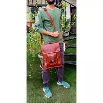 Мужская винтажная сумка через плечо из натуральной натуральной коричневой сумки 9 x 11 x 3 in коричневый