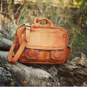 Мужская винтажная сумка через плечо из натуральной кожи коричневого цвета 11 x 15 x 4 in коричневый