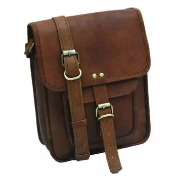 Мужская винтажная сумка-мессенджер из натуральной козьей кожи ручной работы через плечо, винтажная сумка для I-pad 11 x 9 x 3 in коричневый