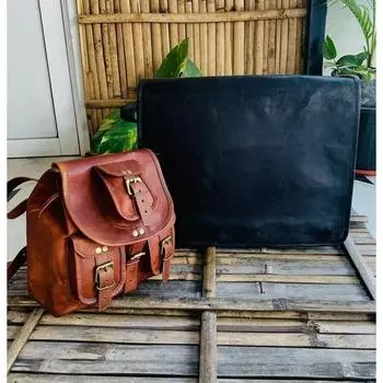 Мужская винтажная сумка-мессенджер из натуральной козьей кожи, черная, ручная работа ( Бесплатные подарки Рюкзак Коричневый кожаный мешок Размер - 10 x 13 x 4 дюйма ) 15 x 11 x 4 in чёрный