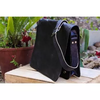 Мужская винтажная сумка-портфель для ноутбука из натуральной кожи черного цвета, портфель-портфель 15 дюймов 15 in чёрный