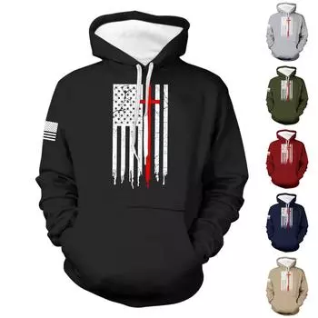 Мужская винтажная толстовка с длинным рукавом на Хэллоуин, толстовка с капюшоном и принтом, топ XXXL чёрный