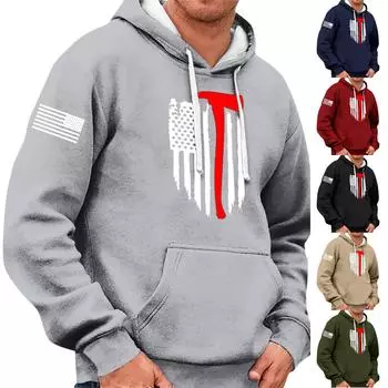 Мужская винтажная толстовка с длинным рукавом на Хэллоуин, толстовка с капюшоном и принтом, топ L