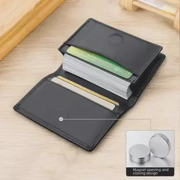 Мужская визитница из коровьей кожи с магнитной пряжкой и логотипом