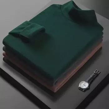 Мужская водолазка с высоким воротом из немецкого бархата, двухсторонняя, с длинными рукавами, облегающая, на осень/зиму XL зелёный