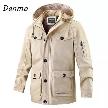 Мужская водонепроницаемая и ветрозащитная куртка Danmo для отдыха на открытом воздухе, кепка, одежда для альпинизма, куртка с несколькими карманами XXXXXL чёрный
