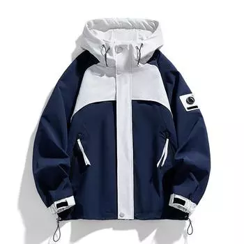 Мужская водонепроницаемая куртка нового стиля Ruffian Beautiful Collocation Color Tide Brand Tooling Storm Jacket Весенне-осенняя свободная удобная мужская одежда с капюшоном S синий