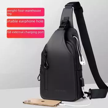 Мужская водонепроницаемая легкая сумка через плечо и сумка-мессенджер для активного отдыха double pull upgraded version чёрный