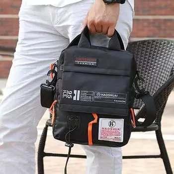 Мужская водонепроницаемая нейлоновая камуфляжная сумка через плечо, мини-портфель через плечо чёрный