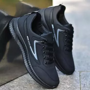 Мужская водонепроницаемая спортивная обувь из кожи, повседневная обувь на воздушной подушке для бега, кроссовки для мужчин 38 серый